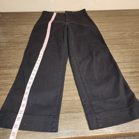 Quince Stretch Cotton Twill Wide-Leg Crop Pant NWOT Black Size 27 - Picture 2 of 7